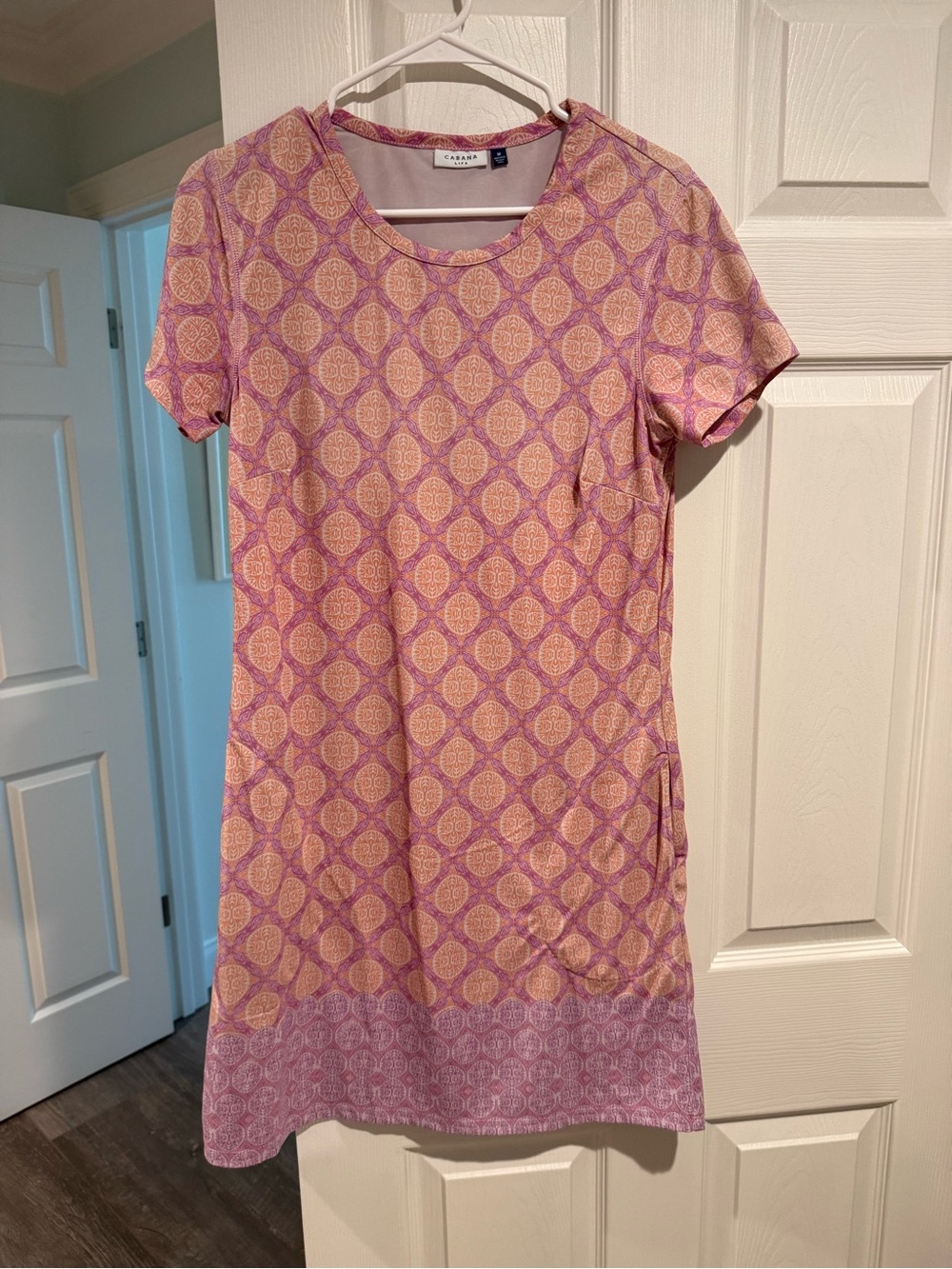 Cabana Life Pink & Peach Geometric Short-Sleeve Dress